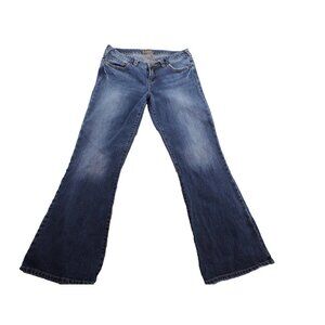 Vanity Size 29/31 Samantha Fit Blue Jeans Flare Mid Rise Flap Pocket Light Wash